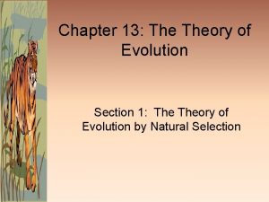 Chapter 13 Theory of Evolution Section 1 Theory