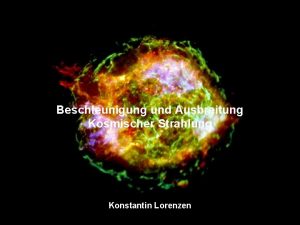 Beschleunigung und Ausbreitung Kosmischer Strahlung Konstantin Lorenzen Inhalt