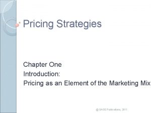 Pricing Strategies Chapter One Introduction Pricing as an