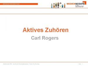 WORKSHOP PEERBERATUNG Aktives Zuhren Carl Rogers Medienscouts NRW