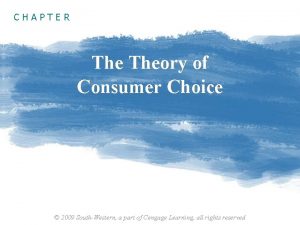 CHAPTER Theory of Consumer Choice 2009 SouthWestern a