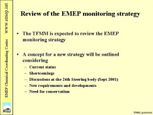 www emep int EMEP Chemical Coordinating Centre Review