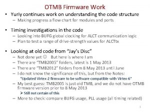 OTMB Firmware Work Yuriy continues work on understanding