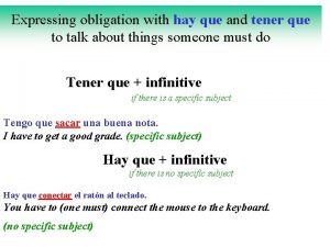 Expressing obligation with hay que and tener que