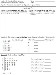 Algebra 1 B Notebook Entry Graphical Displays of