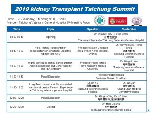 2019 kidney Transplant Taichung Summit Time 317 Sunday