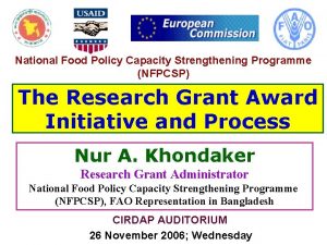National Food Policy Capacity Strengthening Programme NFPCSP The
