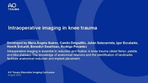 Intraoperative imaging in knee trauma Developed by Mara