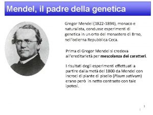 Mendel il padre della genetica Gregor Mendel 1822