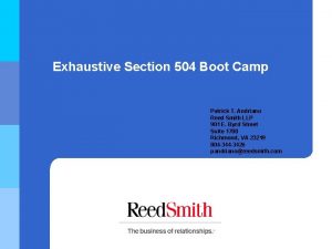Exhaustive Section 504 Boot Camp Patrick T Andriano
