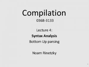 Compilation 0368 3133 Lecture 4 Syntax Analysis Bottom