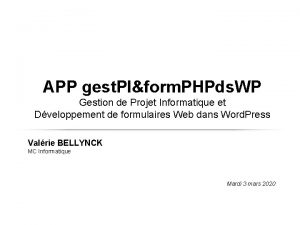 APP gest PIform PHPds WP Gestion de Projet