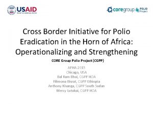 Cross Border Initiative for Polio Eradication in the