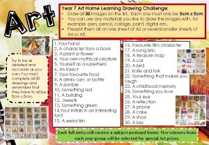 Year 7 Art Home Learning Drawing Challenge Draw