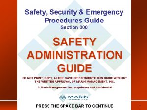 Safety Security Emergency Procedures Guide Section 000 SAFETY