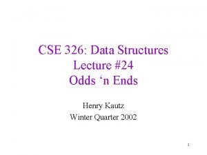 CSE 326 Data Structures Lecture 24 Odds n