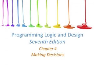 Programming Logic and Design Seventh Edition Chapter 4