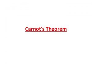 Carnots Theorem Statement From the second law of