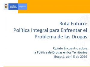 Ruta Futuro Poltica Integral para Enfrentar el Problema