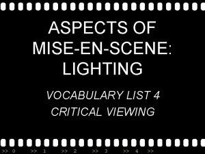 ASPECTS OF MISEENSCENE LIGHTING VOCABULARY LIST 4 CRITICAL