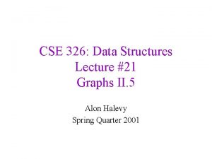 CSE 326 Data Structures Lecture 21 Graphs II