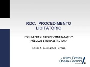 RDC PROCEDIMENTO LICITATRIO FRUM BRASILEIRO DE CONTRATAES PBLICAS