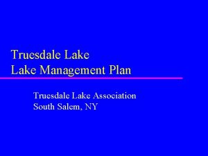 Truesdale Lake Management Plan Truesdale Lake Association South