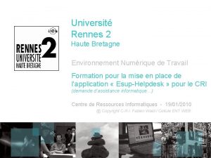 Universit Rennes 2 Haute Bretagne Environnement Numrique de