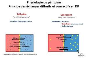 Physiologie du pritoine Principe des changes diffusifs et