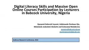 Digital Literacy Skills and Massive Open Online Courses