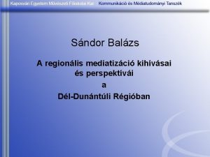 Sndor Balzs A regionlis mediatizci kihvsai s perspektvi