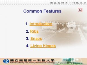 Common Features 1 Introduction 2 Ribs 3 Snaps