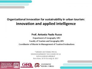 Organizational innovation for sustainability in urban tourism innovation