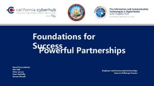 Foundations for Success Powerful Partnerships Panel Presentation Erle