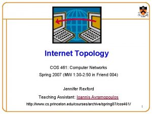 Internet Topology COS 461 Computer Networks Spring 2007