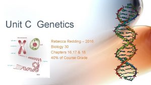 Unit C Genetics Rebecca Redding 2016 Biology 30