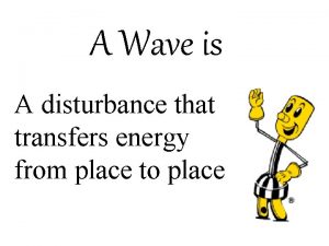 A Wave is A disturbance that transfers energy