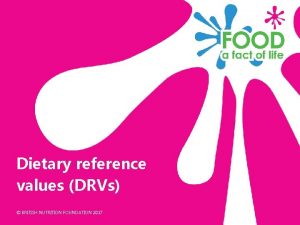 Dietary reference values DRVs BRITISH NUTRITION FOUNDATION 2017