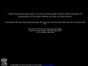 Threedimensional geometry of coronary arteries after arterial switch