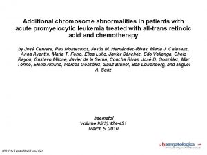 Additional chromosome abnormalities in patients with acute promyelocytic