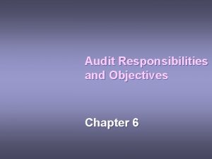 Audit Responsibilities and Objectives Chapter 6 Learning Objective