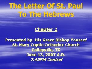 The Letter Of St Paul To The Hebrews