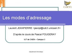 Les modes dadressage Laurent JEANPIERRE jeanpliutc 3 unicaen