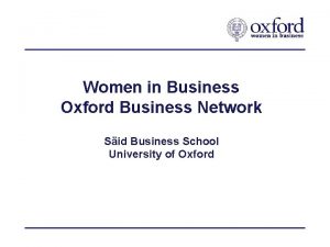 Women in Business Oxford Business Network Sid Business