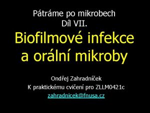 Ptrme po mikrobech Dl VII Biofilmov infekce a