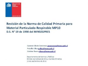 Revisin de la Norma de Calidad Primaria para