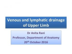 Venous and lymphatic drainage of Upper Limb Dr