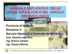 MANUALE ESPLICATIVO DELLE OPERE IDRAULICHE E DEL VINCOLO