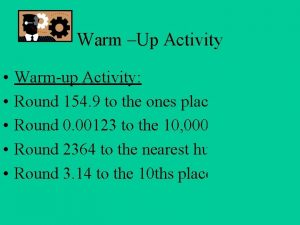 Warm Up Activity Warmup Activity Round 154 9