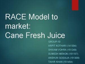 RACE Model to market Cane Fresh Juice GROUP10